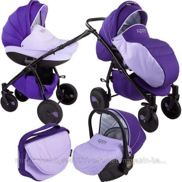 Детская коляска (3 в1) TUTIS Zippy New фиолетовый/ светло-фиолетовый. Бесплатная доставка. - фото 1 - id-p51161837