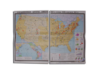 Учебная карта "США в конце XIX - начало XXвв" (матовое, 2-стороннее лам.) - фото 1 - id-p51204739