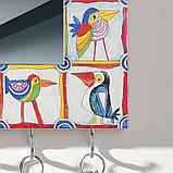 Ключница настенная деревянная с зеркалом "Птицы", фото 2