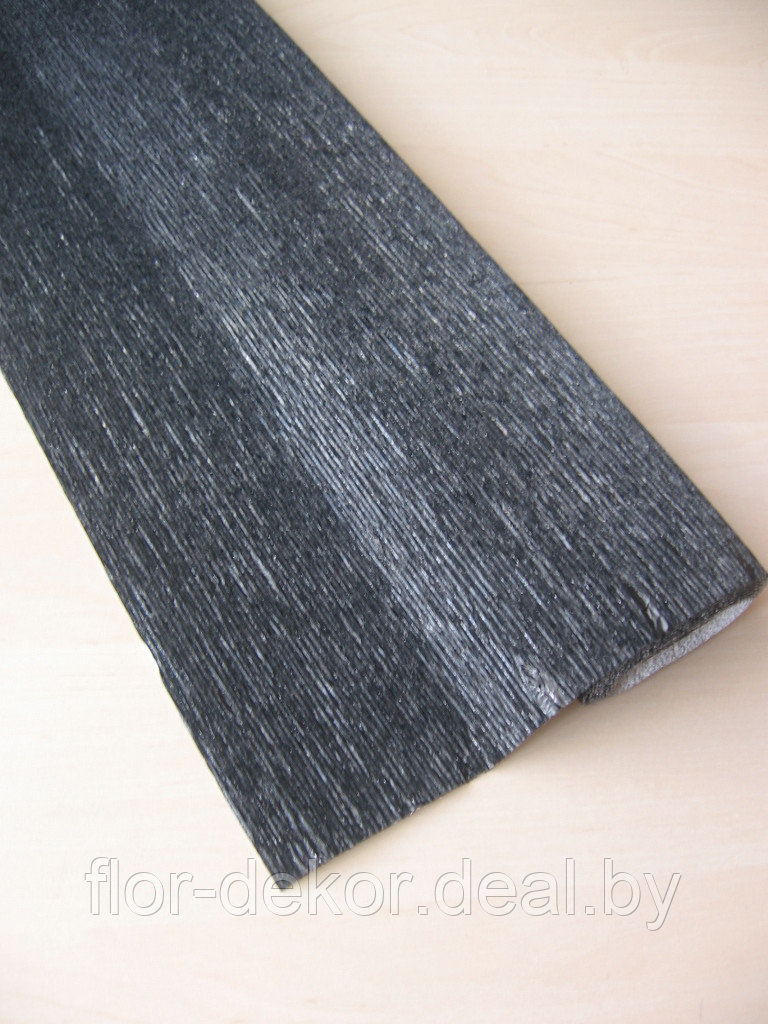 Креп-бумага металлизированная, цвет чёрный, 50*250см, 180гр, Италия.