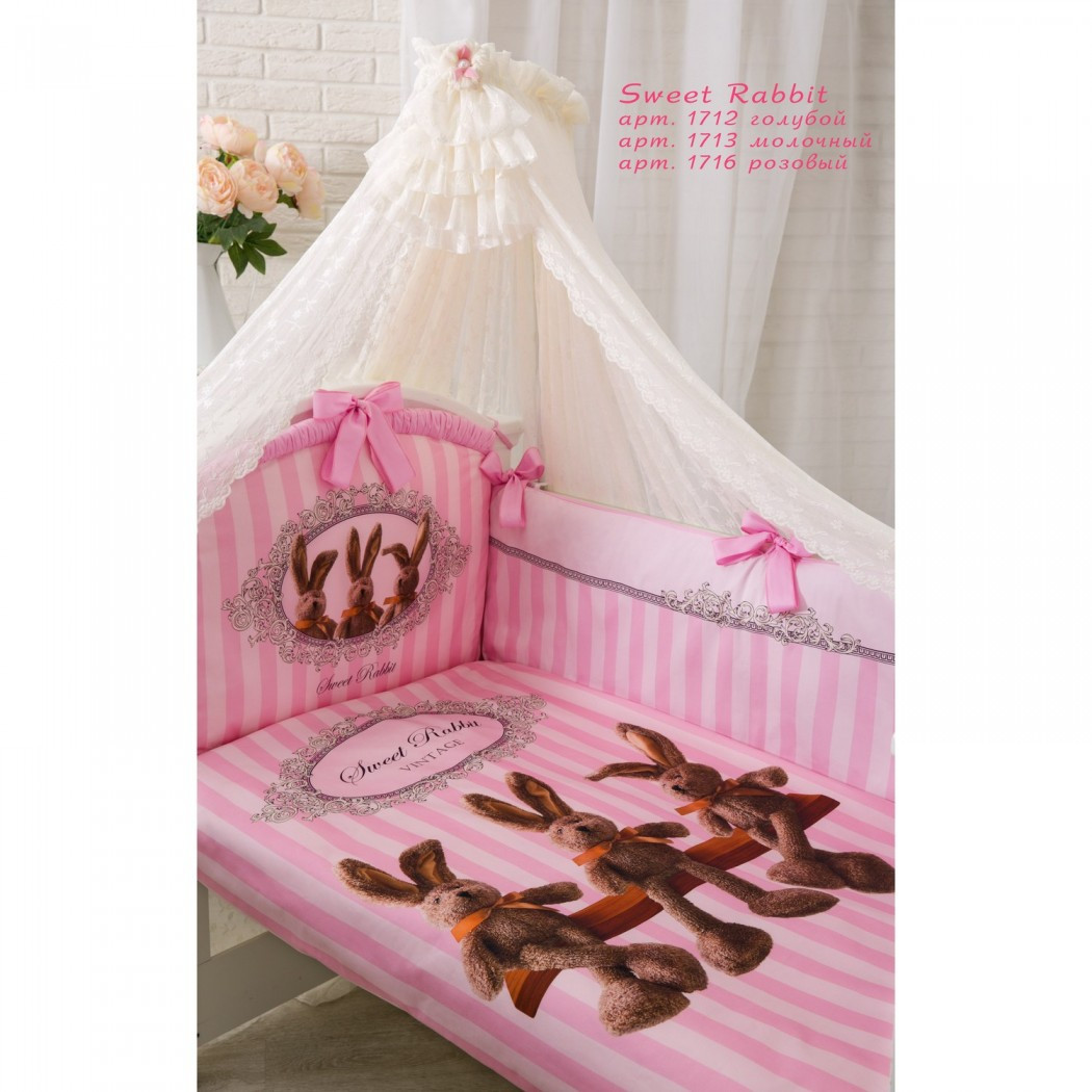 Комплект детского постельного белья Золотой Гусь Sweet Rabbit 7 пр. розовый