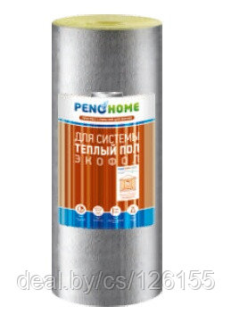 Подложка PENOHOME ЭКОФОЛ НПЭ ЛП тип А (для теплых полов с разметкой) 10мм х 1200мм х 15м