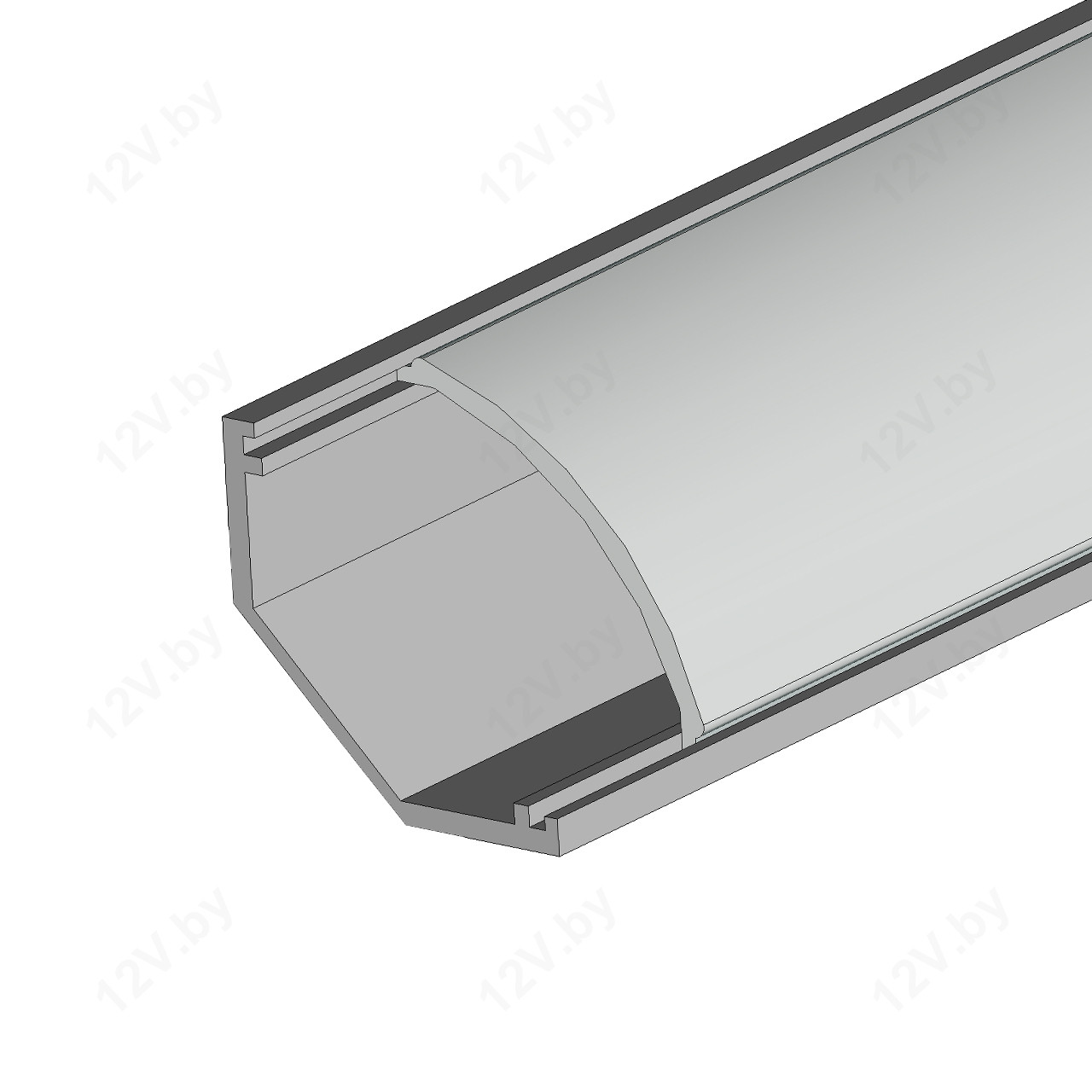 Алюминиевый профиль PA-LU1616 угловой со скошенным углом с полукруглым [полуматовым] экраном 16х16х2000mm. - фото 4 - id-p51419823