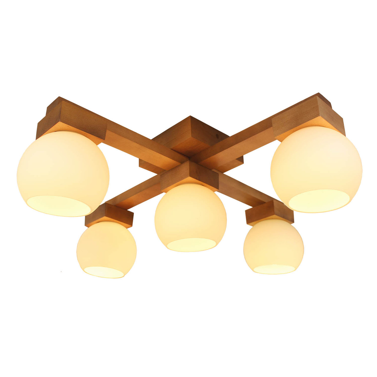 Современная потолочная люстра из дерева с плафонами на 5 ламп - фото 2 - id-p51490533