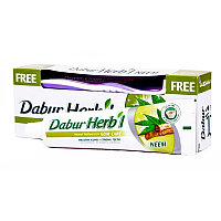 Зубная паста Дабур НИМ (Dabur Herb'l Neem), 150г антибактериальная, без фтора, с зубной щеткой