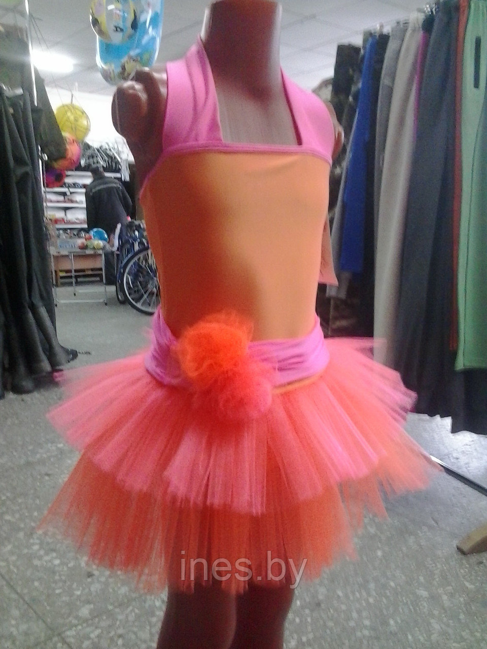 Платье для танцев розовое+оранжевое