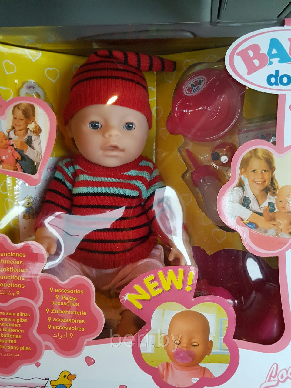 Кукла интерактивная Baby Doll (Бэби Дол) 9 функций, 9 аксессуаров, аналог Беби Борн (Baby Born) 8001 - фото 2 - id-p51497868