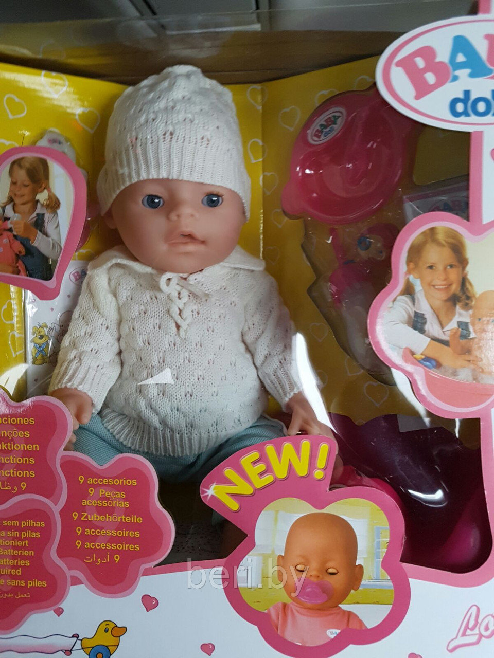 Кукла интерактивная Беби Дол (Baby Doll) 9 функций, 9 аксессуаров, аналог Беби Борн (Baby Born) 8001 - фото 5 - id-p51497898