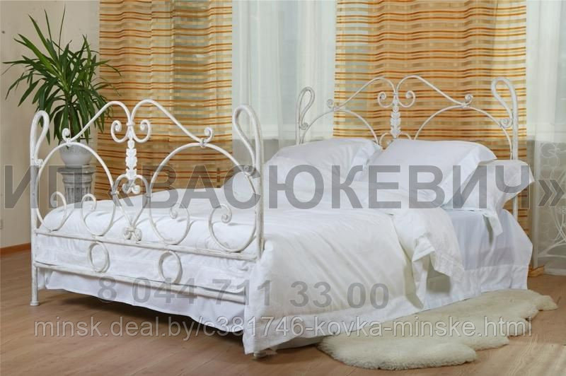 Кровать кованая двуспальная "Франсуаза" (белый) - фото 1 - id-p42243853