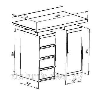 Верстак слесарный двухтумбовый комбинированный - фото 1 - id-p1765929