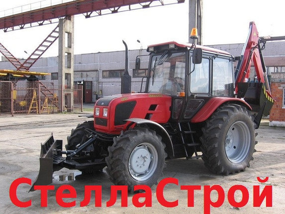 Рытье траншей при помощи экскаватора на базе трактора Беларусь 92П, фото 2