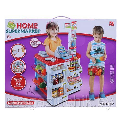 Детский игровой домашний супермаркет 668-02 со светом и звуком, корзинка - фото 1 - id-p51807374