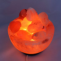 Солевой светильник Чаша с сердечками – гималайский, целебный