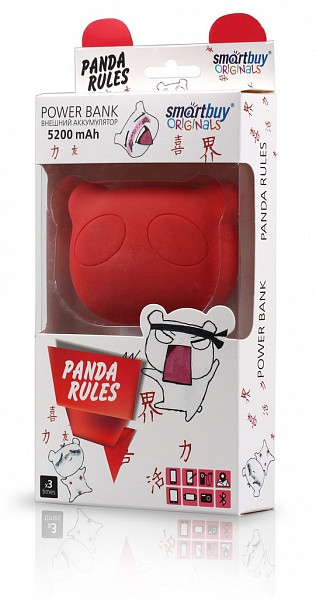 Внешний аккумулятор Smartbuy PANDA RULES, 5200mAh, 5V, 1A, Red - фото 3 - id-p51897488