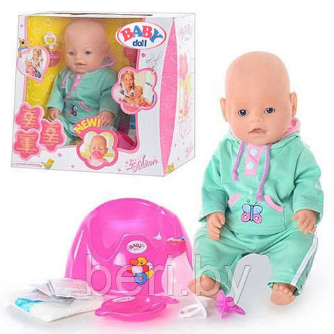 Кукла интерактивная Baby Doll (Бэби Дол) 9 функций, 9 аксессуаров, аналог Беби Борн (Baby Born) 8001