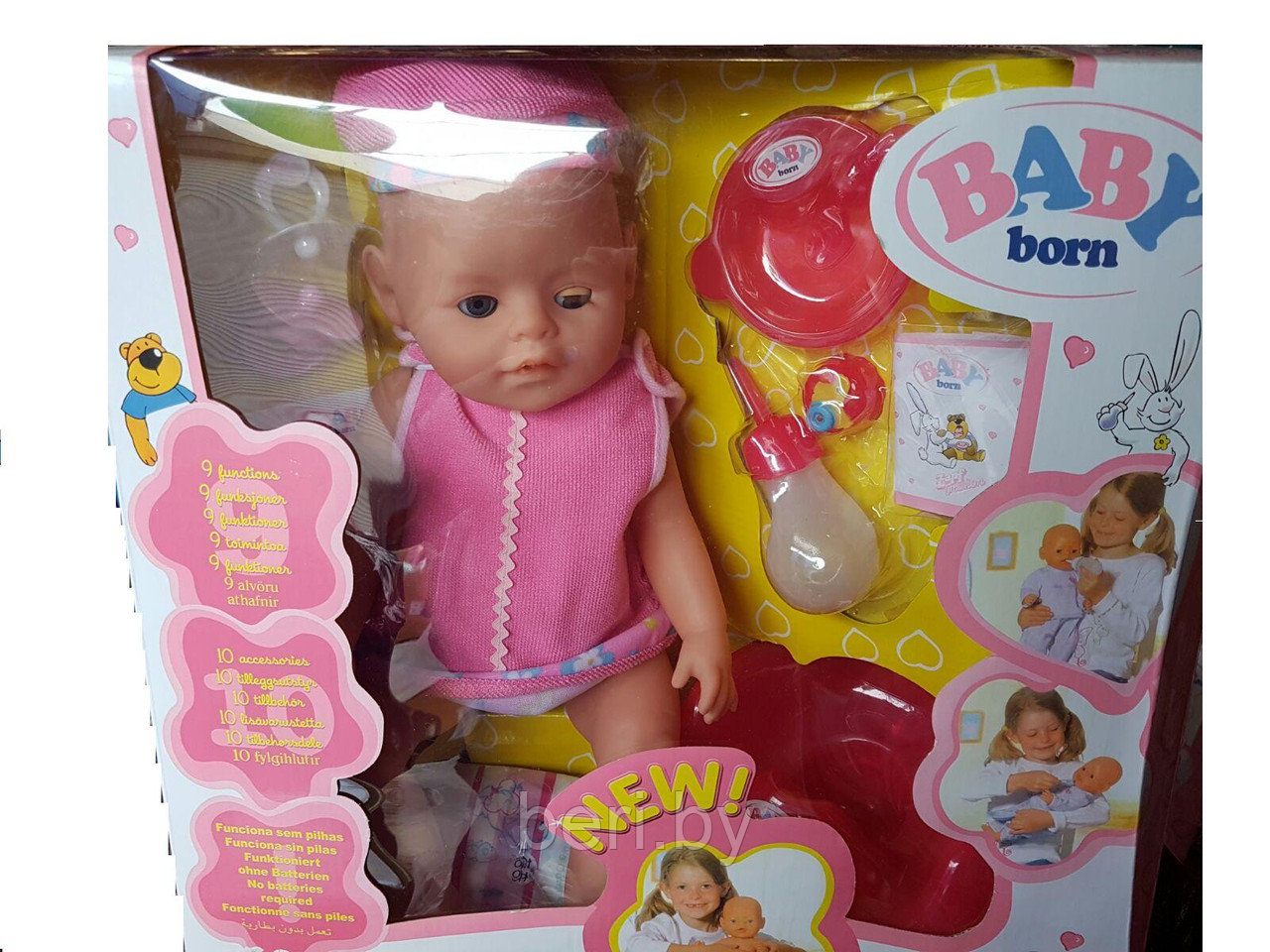 Кукла интерактивная Baby Doll (Бэби Дол) 9 функций, 9 аксессуаров, аналог Беби Борн (Baby Born) 8001 - фото 10 - id-p51898777