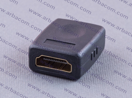 Переходник HDMI гнездо - HDMI гнездо (пластик-золото) (АРБАКОМ) - фото 1 - id-p51923866