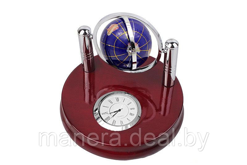 Набор сувенирный настольный с часами и глобусом 
