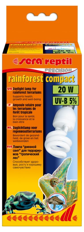 Лампа Sera reptil rainforest compact UV-B 5% 20 Вт