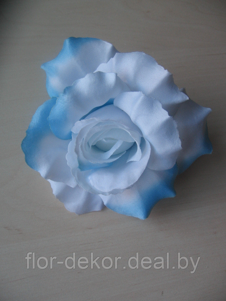 Головка розы бело-голубая, d 14 см.