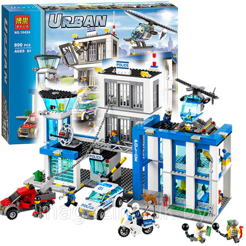 Конструктор 10424 Bela Большой полицейский участок 890 деталей аналог LEGO City (Лего Сити) 60047