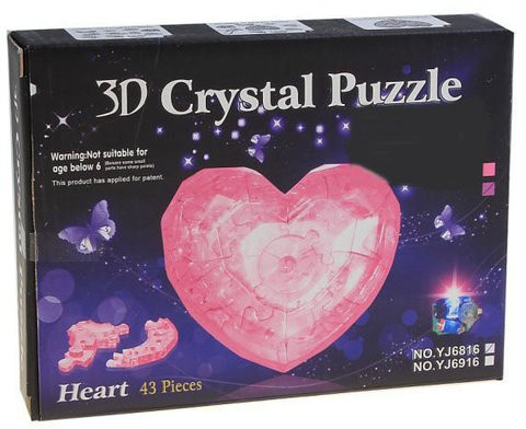 Головоломка Сердце розовое 3D Crystal Puzzle - фото 3 - id-p52259600