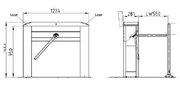 Тумбовый турникет Gotschlich Modul Basis Plus 6MBPOGE Open Gate - фото 2 - id-p52349355