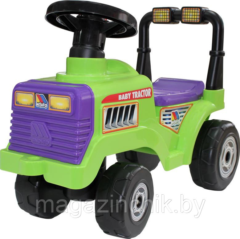 Детская машинка-каталка  Полесье  трактор Митя (толокар), со спинкой и багажником