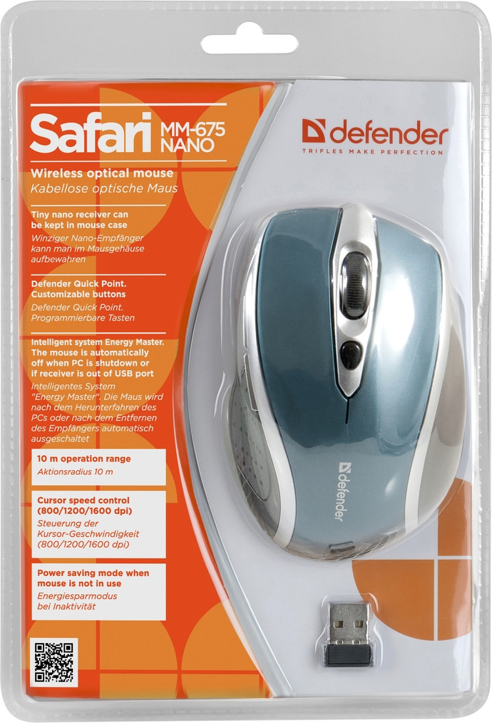 Беспроводная оптическая мышь Defender Safari MM-675 Sky, 6 кнопок, 800-1600dpi - фото 4 - id-p52512566