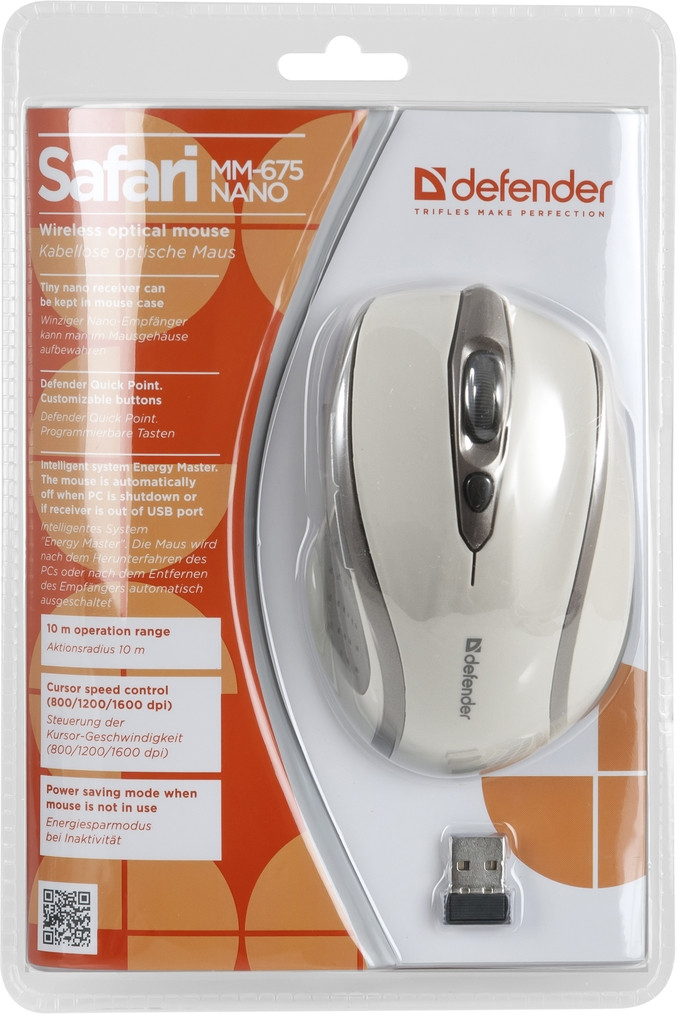 Беспроводная оптическая мышь Defender Safari MM-675 Sand, 6 кнопок, 800-1600dpi - фото 4 - id-p52512622