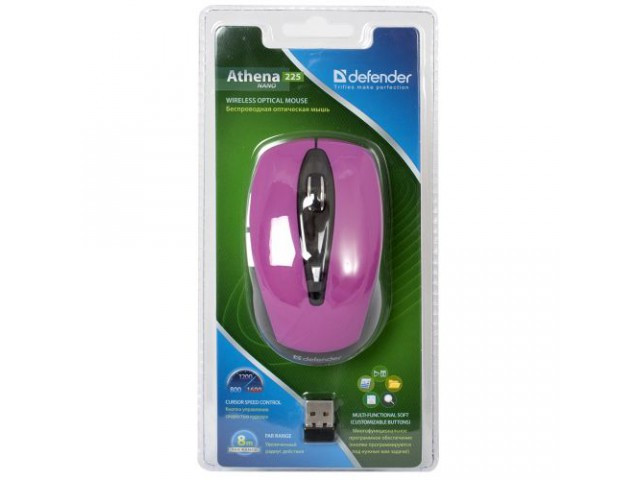 Беспроводная оптическая мышь Defender Athena 225 Purple, 6 кнопок, 800-1600dpi - фото 2 - id-p52512798