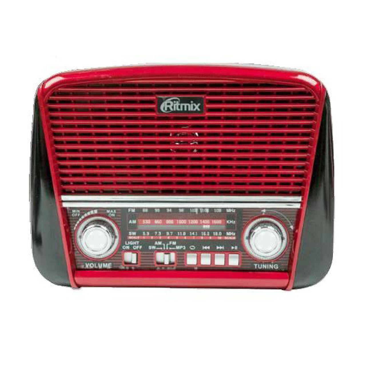 Радиоприёмник Ritmix RPR-050 Red (FM/AM/SW, USB, MicroSD, фонарик, аккумулятор, сеть 220В) - фото 1 - id-p52571257