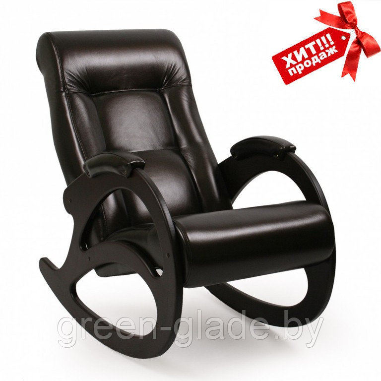 Кресло-качалка модель 4 каркас Венге ткань Verona Antrazite Grey без лозы Dundi 108 - ЭКОКОЖА - фото 1 - id-p52572309