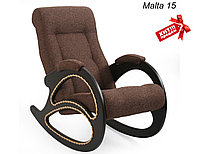 Кресло-качалка модель 4 каркас Венге экокожа Дунди-108 с лозой МАЛЬТА 15 ТКАНЬ - ТЕМНО-КОРИЧНЕВАЯ