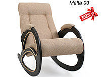 Кресло-качалка модель 4 каркас Венге экокожа Дунди-108 с лозой МАЛЬТА 03 ТКАНЬ - ТЕМНО-СЕРАЯ