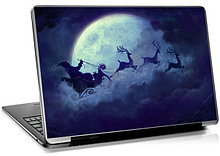 Наклейка на ноутбук «Санта Клаус и олени»