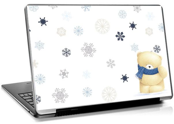 Наклейка на ноутбук «Мишка со снежинками»
