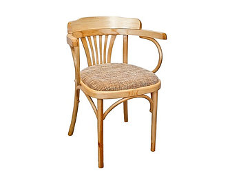 Кресло деревянное из березы с мягким сидением из текстиля Классик Люкс (КМФ 205-01) лакированное
