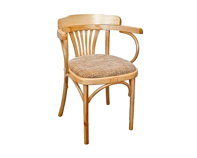 Кресло деревянное из березы с мягким сидением из текстиля Классик Люкс (КМФ 205-01) лакированное - фото 1 - id-p1056839