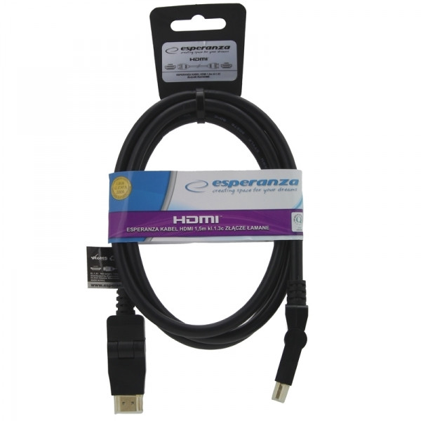 Кабель HDMI-HDMI ver.1.4b Esperanza A-M/A-M 1,5 метра (поворотные разъёмы) - фото 2 - id-p52725041
