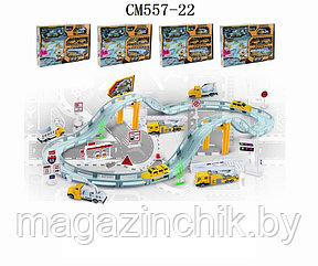 Игровой набор Строительная площадка СМ557-22 со скоростными спусками, металл. машинки, 29 деталей. трасса