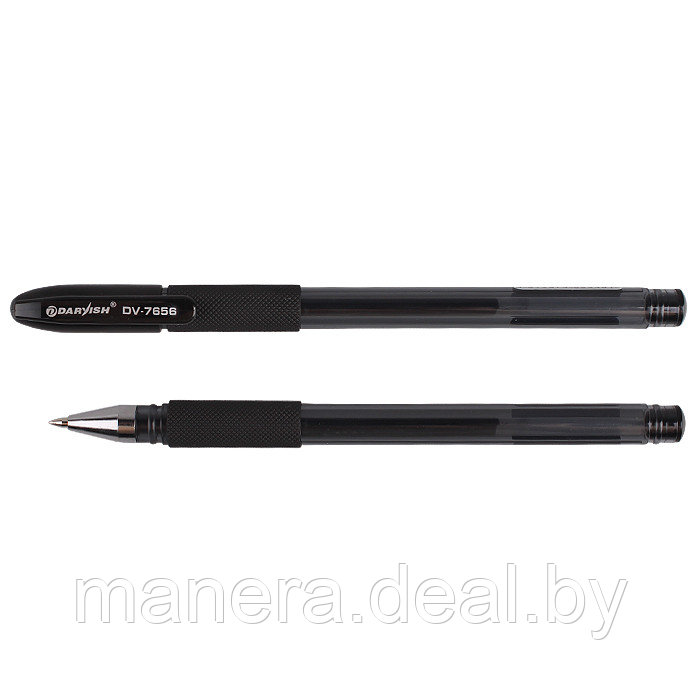 Ручка гелевая черная с резиновым держателем 
