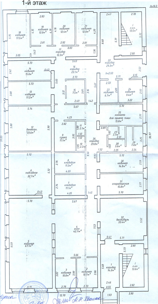 Помещения в аренду (всего 1740 м2)