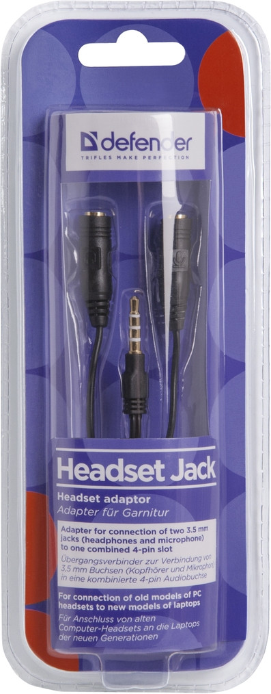 Переходник Defender Headset Jack 2x3.5 Jack - 3.5 4pin Jack 0,15м - фото 2 - id-p53021745