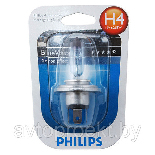 Галогенные лампы Philips H4 Blue Vision Ultra 4000K