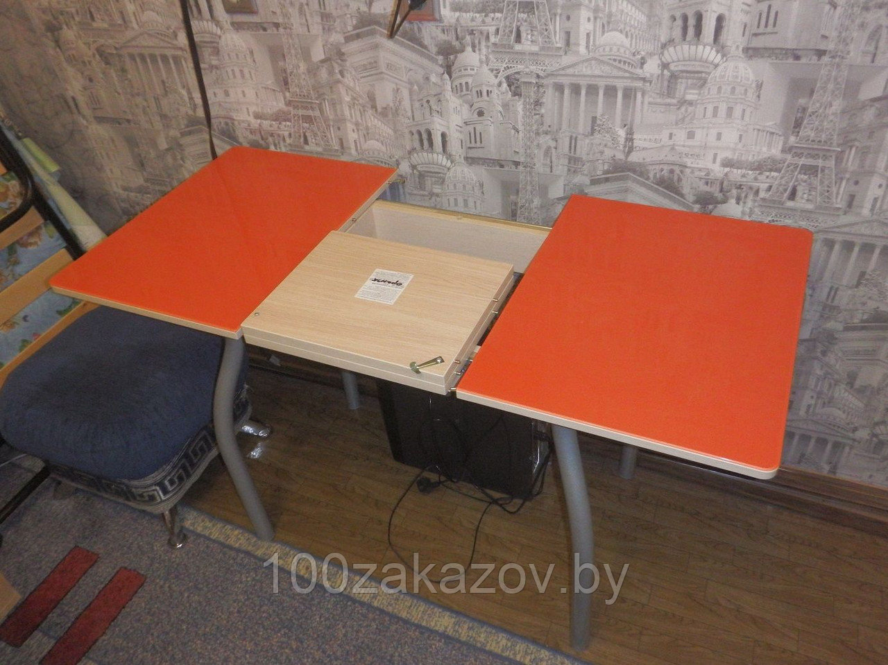 Стол кухонный раскладной М35 "Алиот" стеклянный 900*600*750 - фото 5 - id-p22648005