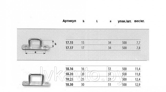 Скоба тентовая оцинкованная. Скоба квадратная бортовая. h 17 - фото 1 - id-p5275014