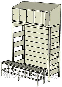 Шкаф металлический гардеробный открытого типа на 5 ячеек с/без лавки ШМГОТ-5