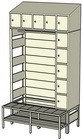 Шкаф металлический гардеробный открытого типа на 10 ячеек с/без лавки ШМГОТ-10
