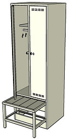 Шкаф металлический гардеробный с выдвижной лавкой ШМГвЛ-2-600